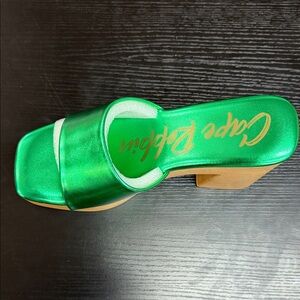 Cape Robbin Metallic Emerald Green Slip-On Mules